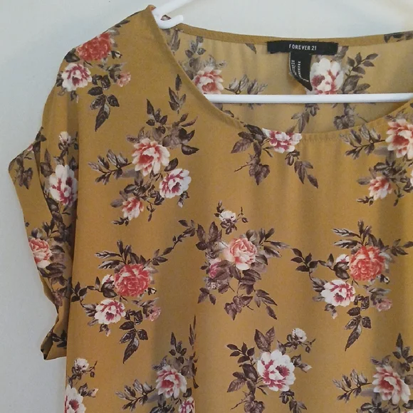 Forever 21 Floral Mustard Blouse - Picture 4 of 8